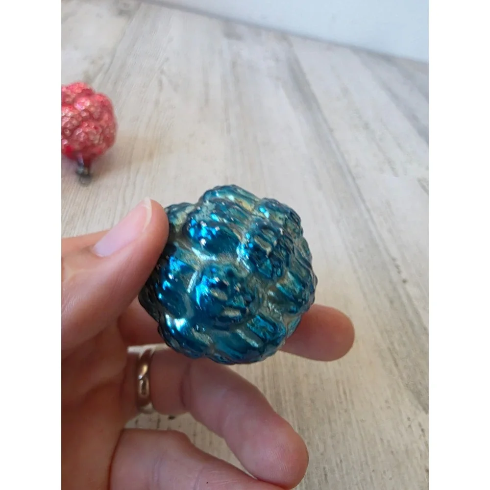 Antique grape pink blue cluster as is mercury glass ornament Xmas tree